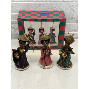 Set Of 3 Vintage African American Black Ceramic Maidens W/ Box Exc Vintage Rare